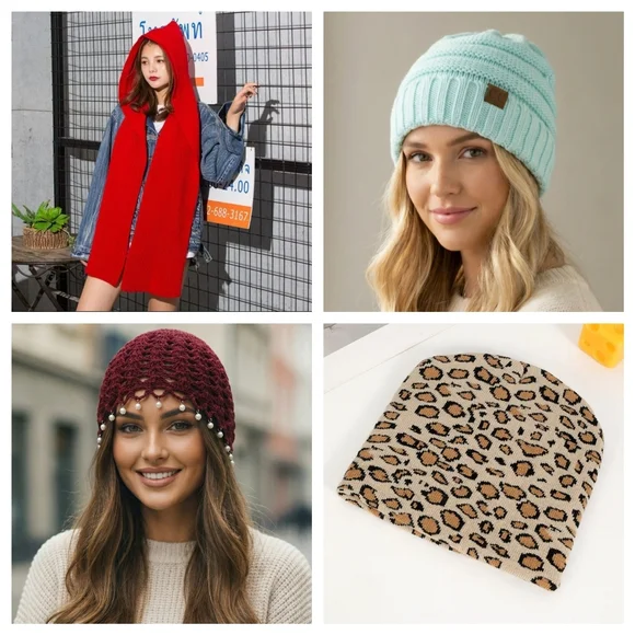 Hooded Scarf in Burgundy - Picture 10 of 11